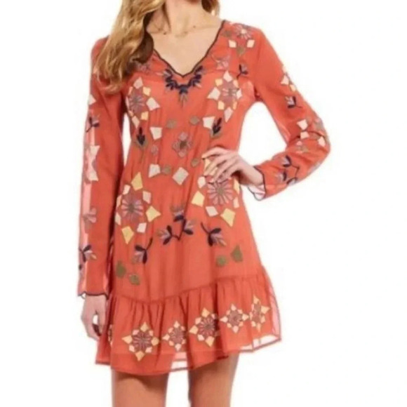 Chelsea & Violet Boho Dress Sheer Embroidered Small - Picture 2 of 9